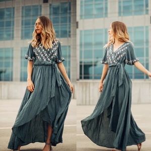 Piper & Scoot Floral Embroidered Maxi Dress XXL